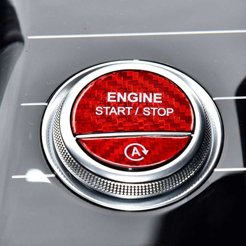 For Mercedes-Benz C/S Class 2022 Style Car Carbon Fiber One-click Start Button Decorative Sticker,Le