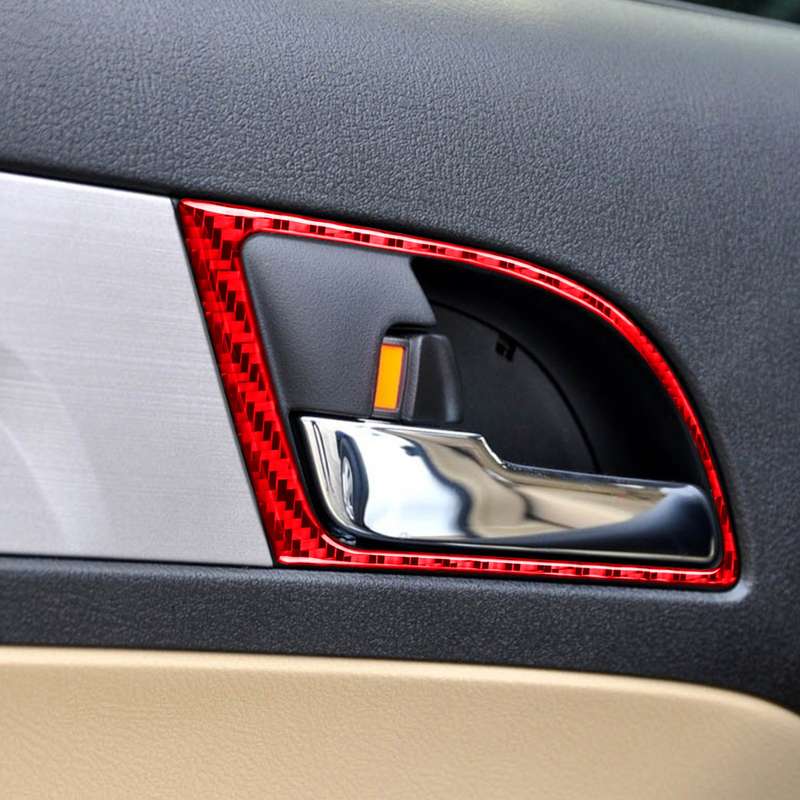 4 PCS Set for Honda CRV 2007-2011 Carbon Fiber Car Inner Handle Frame Decorative Sticker,Left and Ri