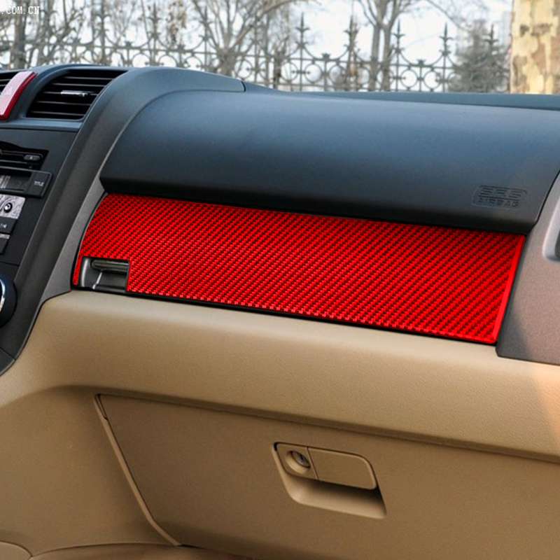 For Honda CRV 2007-2011 Carbon Fiber Car Co-pilot Glove Box Panel Decorative Sticker,Left Drive (Red