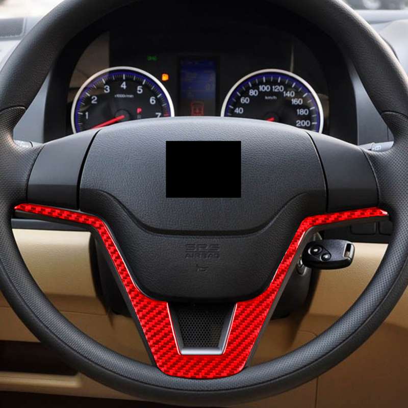 For Honda CRV 2007-2011 Carbon Fiber Car Steering Wheel Decorative Sticker, Left Drive (Red)