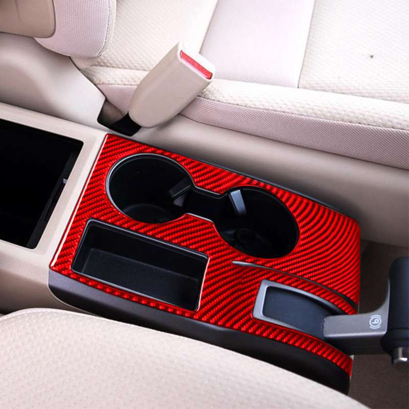 For Honda CRV 2007-2011 Carbon Fiber Car Water Cup Holder Panel Decorative Sticker, Right Drive (Red