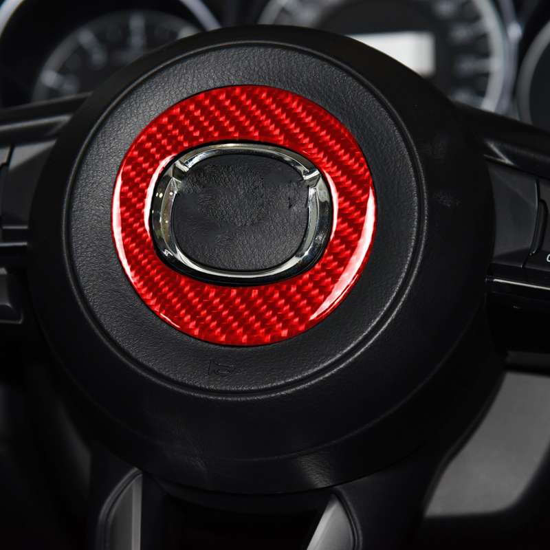 Car Carbon Fiber Steering Wheel Decorative Sticker for Mazda CX-5 2017-2018, Left and Right Drive (R