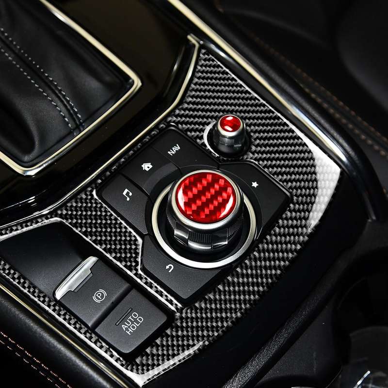 Car Carbon Fiber Multimedia Buttons Decorative Sticker for Mazda 3 / 6 / CX-9 / CX-5, Left and Right