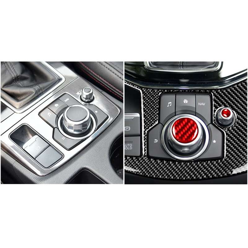 Car Carbon Fiber Multimedia Buttons Decorative Sticker for Mazda 3 / 6 / CX-9 / CX-5, Left and Right
