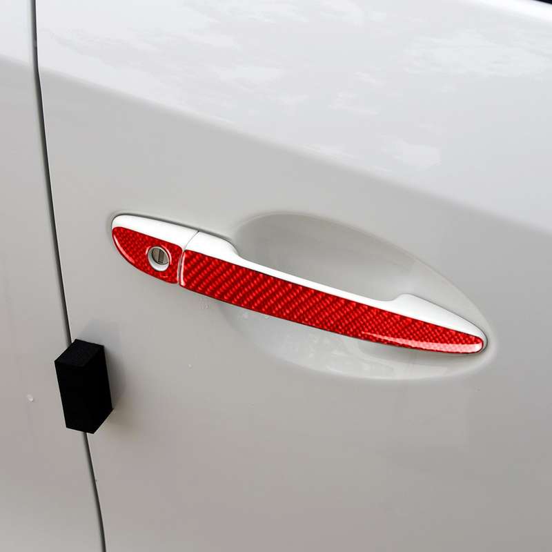 Car Carbon Fiber without Hole Outside Door Handle Decorative Sticker for Mazda CX-5 2017-2018, Right