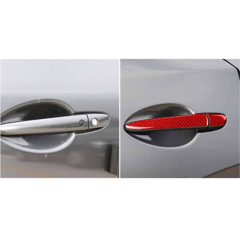 Car Carbon Fiber without Hole Outside Door Handle Decorative Sticker for Mazda CX-5 2017-2018, Left