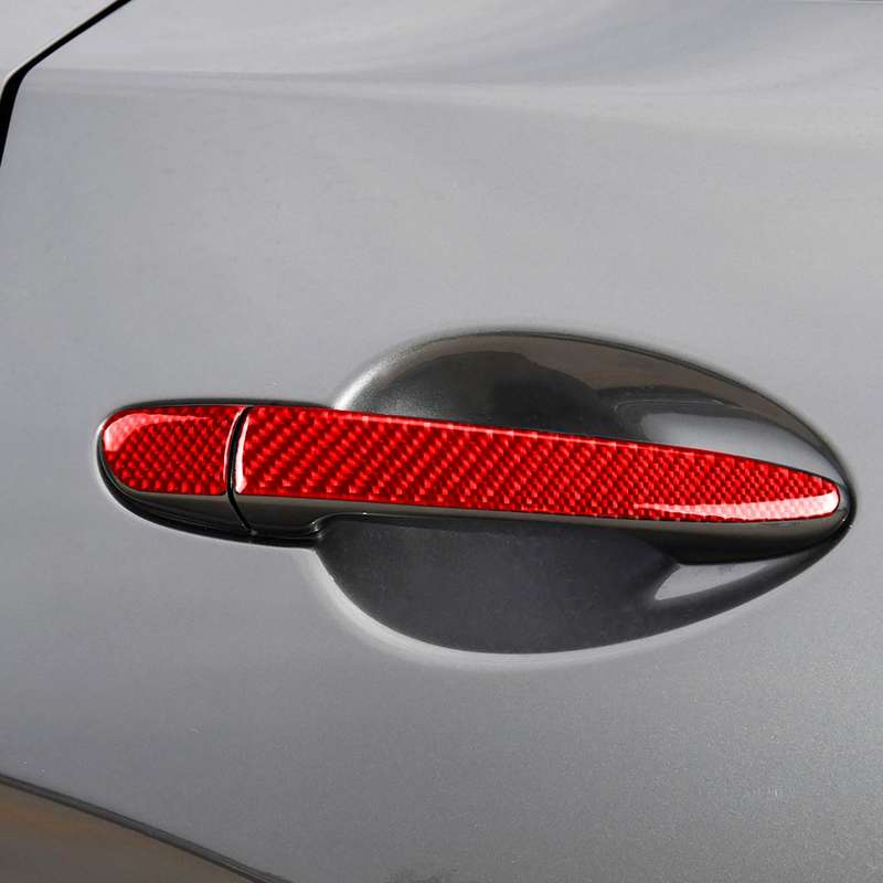 Car Carbon Fiber with Hole Outside Door Handle Decorative Sticker for Mazda CX-5 2017-2018, Right Dr