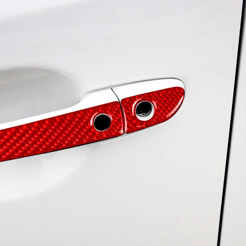 Car Carbon Fiber with Hole Outside Door Handle Decorative Sticker for Mazda CX-5 2017-2018, Left Dri