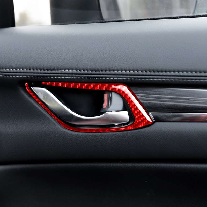 Car Carbon Fiber Inside Door Handle Decorative Sticker for Mazda CX-5 2017-2018, Left and Right Driv