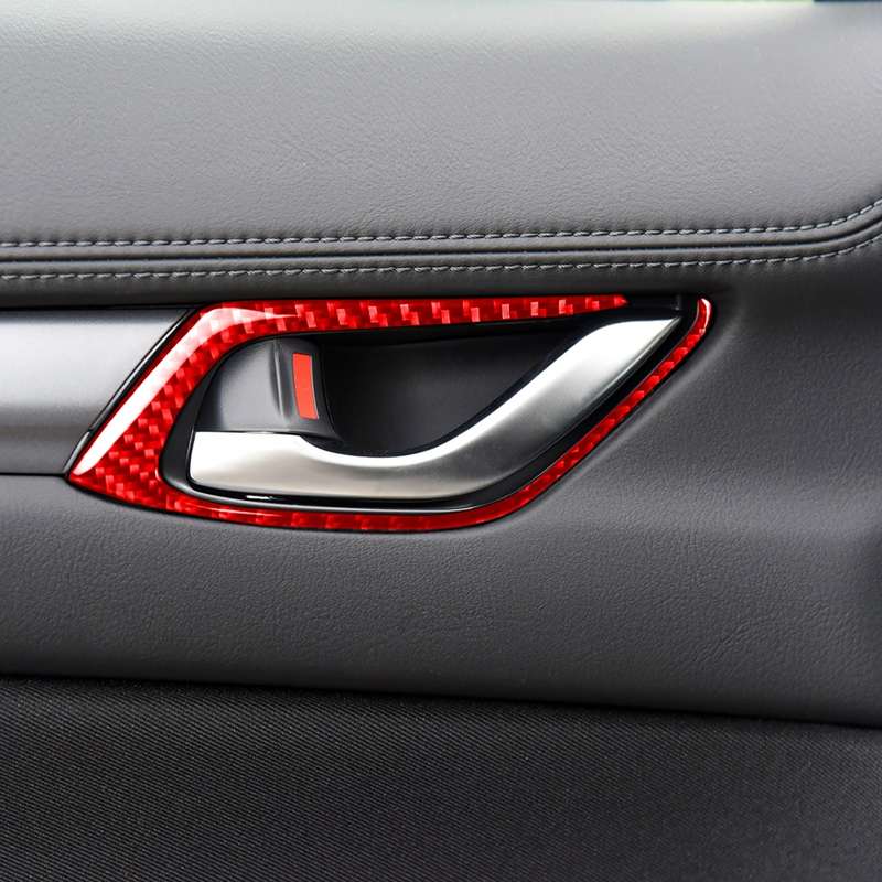 Car Carbon Fiber Inside Door Handle Decorative Sticker for Mazda CX-5 2017-2018, Left and Right Driv