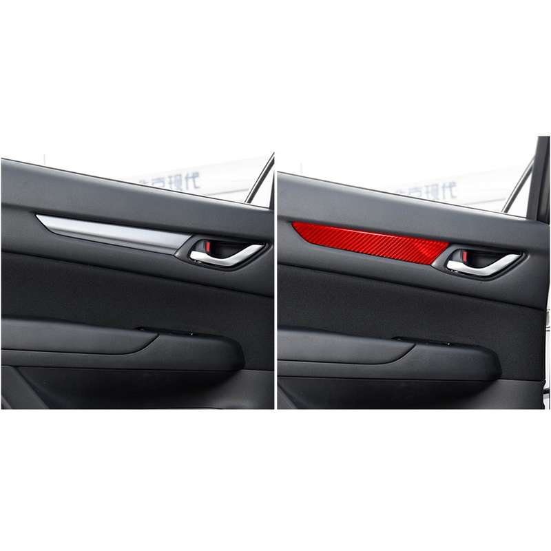 Car Carbon Fiber Door Panel Decorative Sticker for Mazda CX-5 2017-2018, Left and Right Drive (Red)