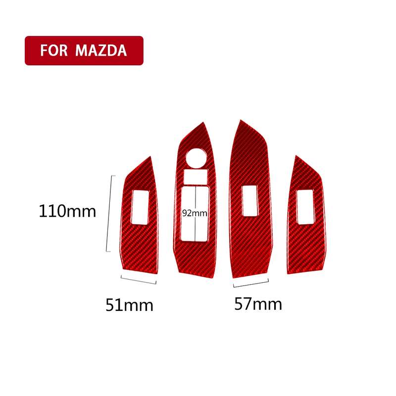 Car Carbon Fiber Window Glass Lift Panel Decorative Sticker for Mazda CX-5 2017-2018, Right Drive (R