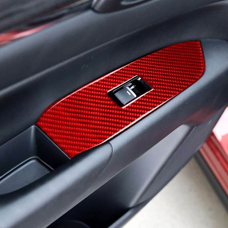Car Carbon Fiber Window Glass Lift Panel Decorative Sticker for Mazda CX-5 2017-2018, Right Drive (R