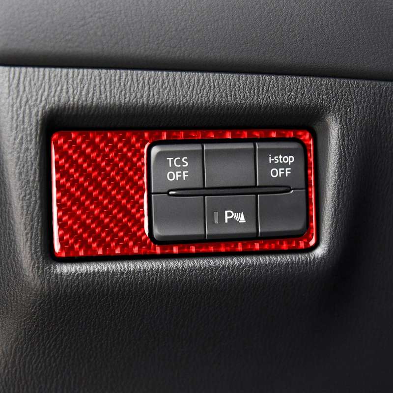 Car Carbon Fiber Headlight Decorative Sticker for Mazda CX-5 2017-2018, Left and Right Drive (Red)