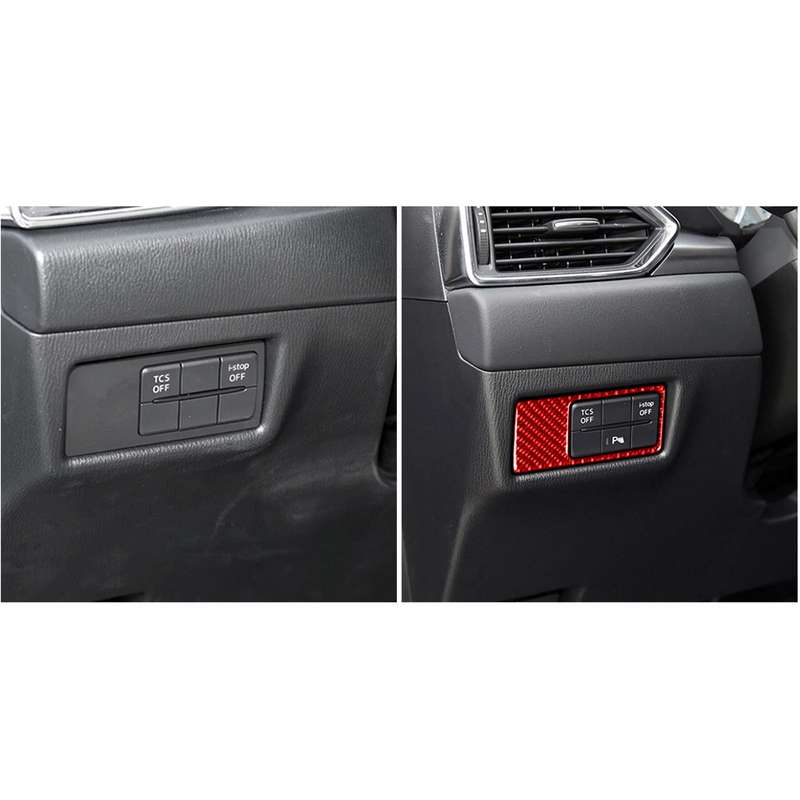 Car Carbon Fiber Headlight Decorative Sticker for Mazda CX-5 2017-2018, Left and Right Drive (Red)