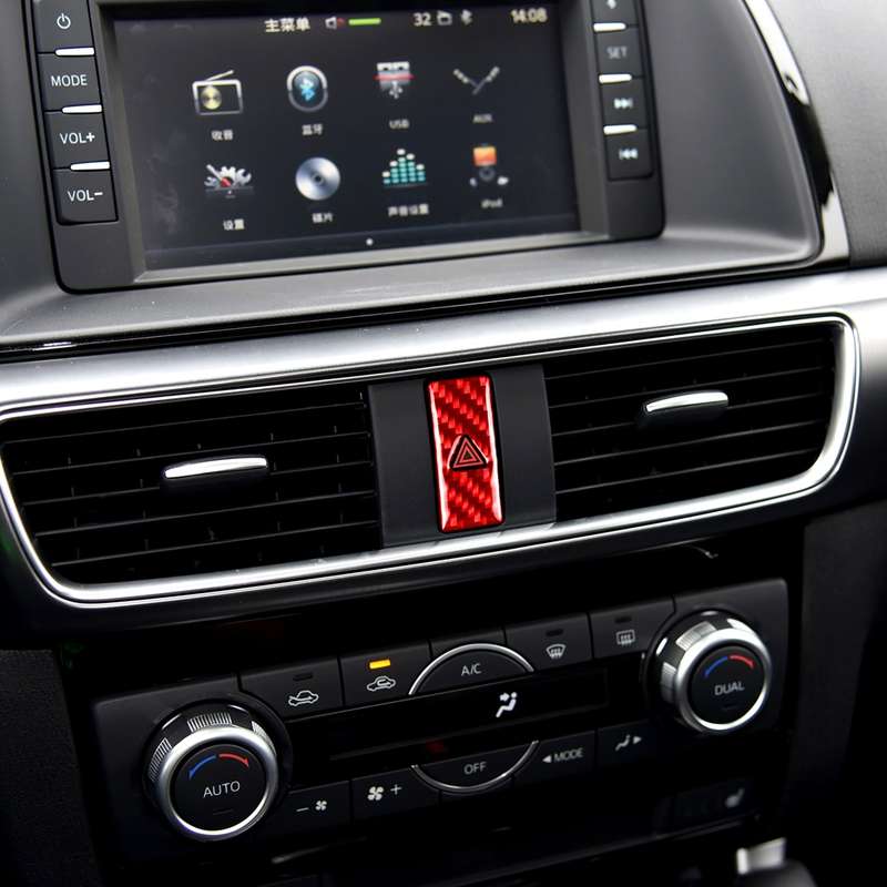 Car Carbon Fiber Warning Light Decorative Sticker for Mazda CX-5 2017-2018, Left and Right Drive (Re