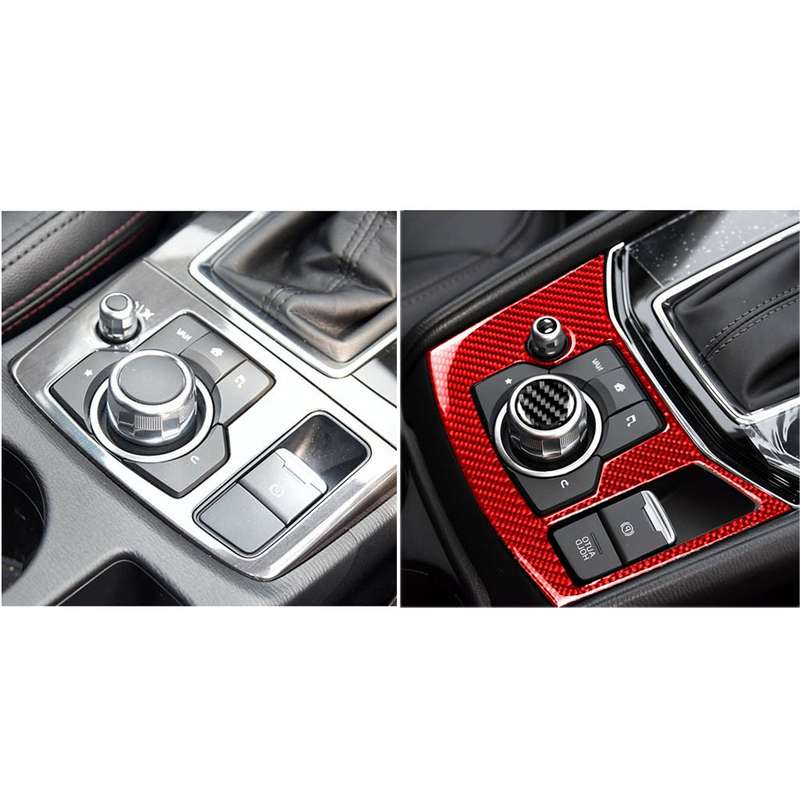 Car Carbon Fiber Handbrake Panel Decorative Sticker for Mazda CX-5 2017-2018, Right Drive (Red)