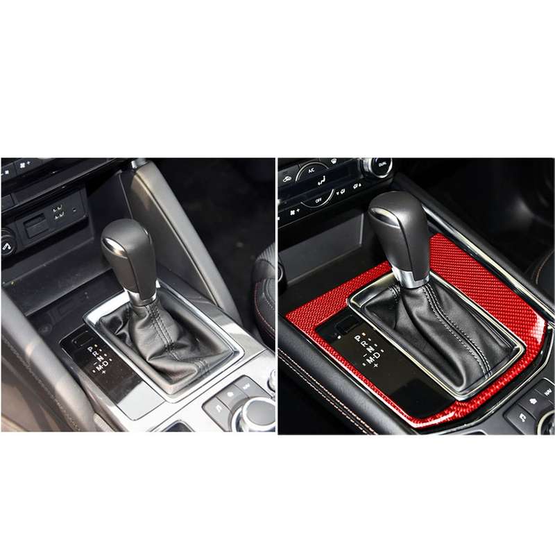 Car Carbon Fiber Gear Panel Decorative Sticker for Mazda CX-5 2017-2018, Left Drive (Red)