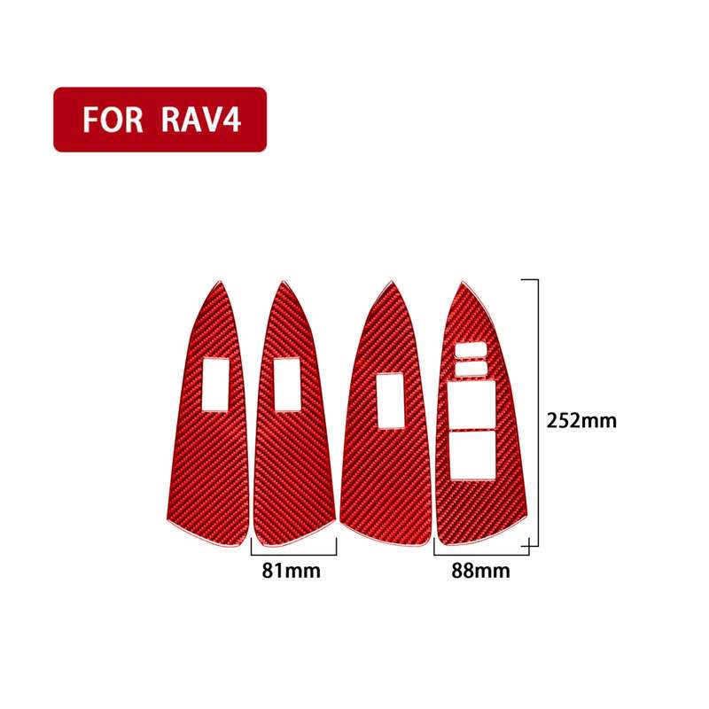Car Carbon Fiber Window Glass Lift Panel Decorative Sticker for Toyota RAV4 2006-2013, Right Drive (