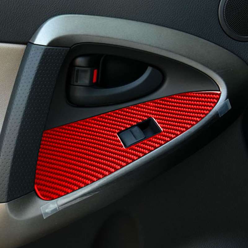 Car Carbon Fiber Window Glass Lift Panel Decorative Sticker for Toyota RAV4 2006-2013, Right Drive (