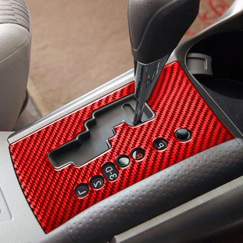 Car Carbon Fiber Gear Panel Decorative Sticker for Toyota RAV4 2006-2013, Right Drive (Red)
