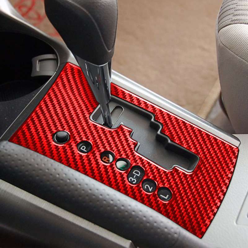 Car Carbon Fiber Gear Panel Decorative Sticker for Toyota RAV4 2006-2013, Left Drive (Red)
