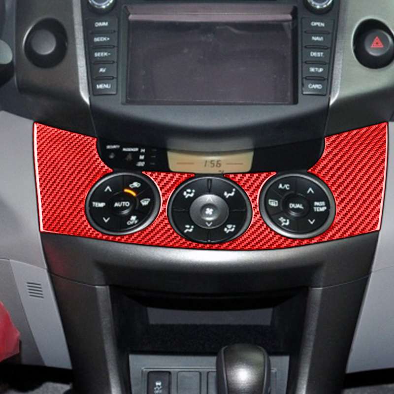 Car Carbon Fiber Central Control Switch Panel Decorative Sticker for Toyota RAV4 2006-2013, Left and