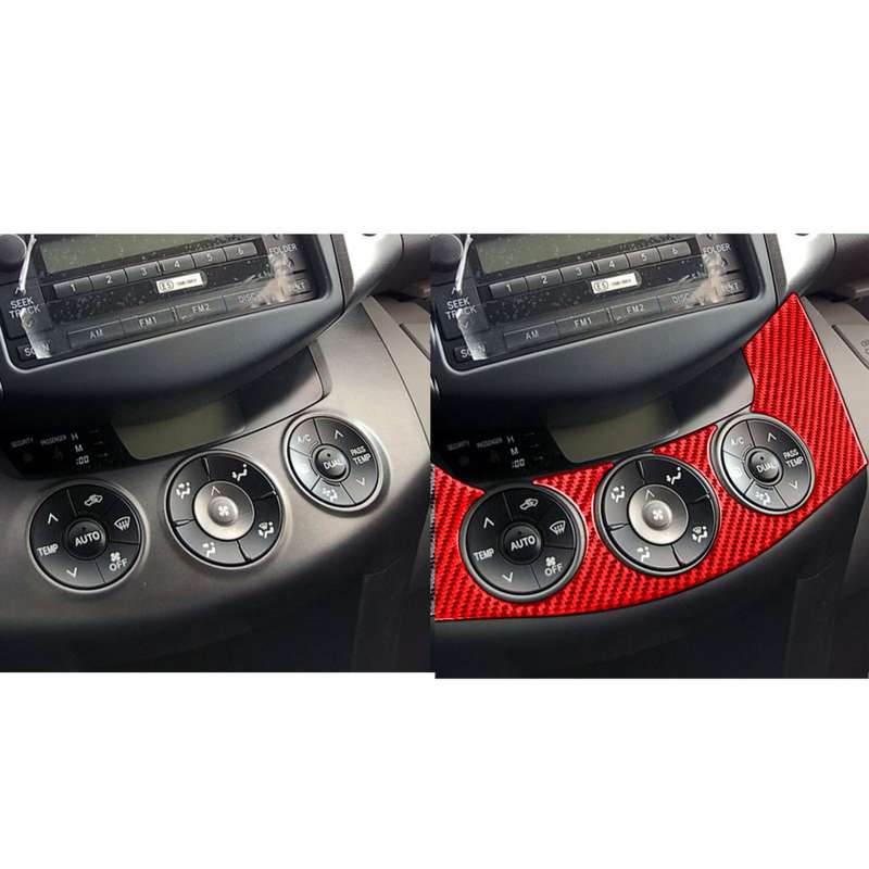 Car Carbon Fiber Central Control Switch Panel Decorative Sticker for Toyota RAV4 2006-2013, Left and