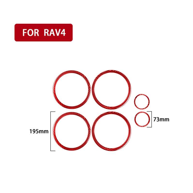 Car Carbon Fiber Door Horn Decorative Sticker for Toyota RAV4 2006-2013, Left and Right Drive (Red)