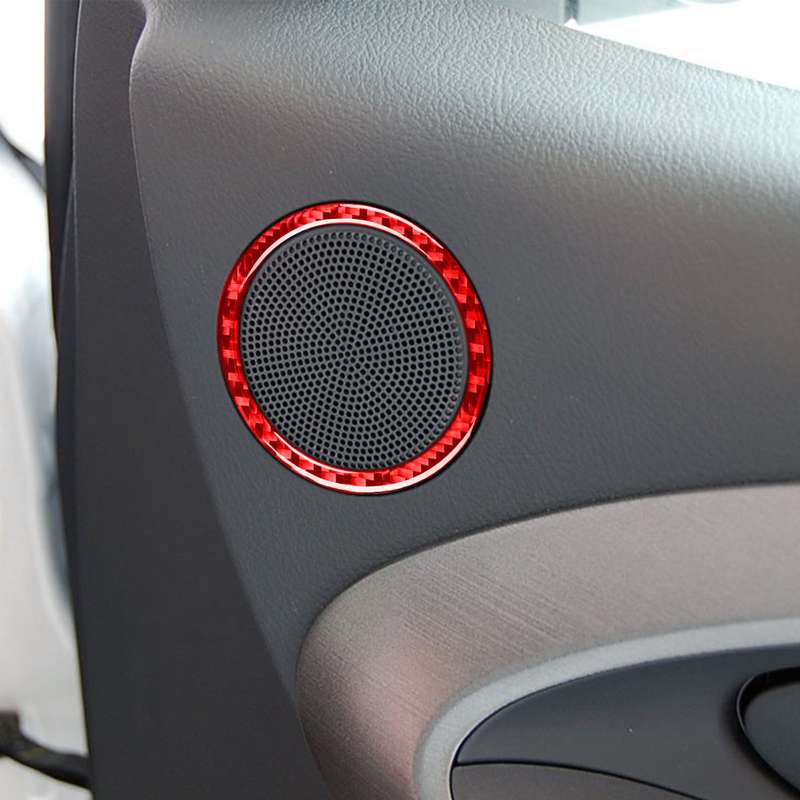 Car Carbon Fiber Door Horn Decorative Sticker for Toyota RAV4 2006-2013, Left and Right Drive (Red)