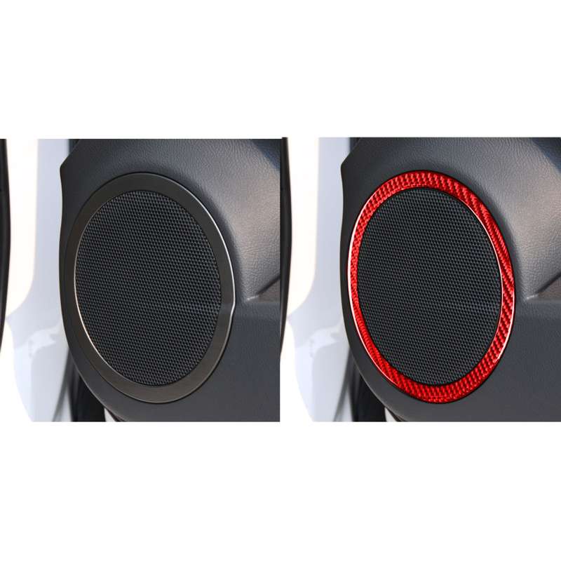 Car Carbon Fiber Door Horn Decorative Sticker for Toyota RAV4 2006-2013, Left and Right Drive (Red)