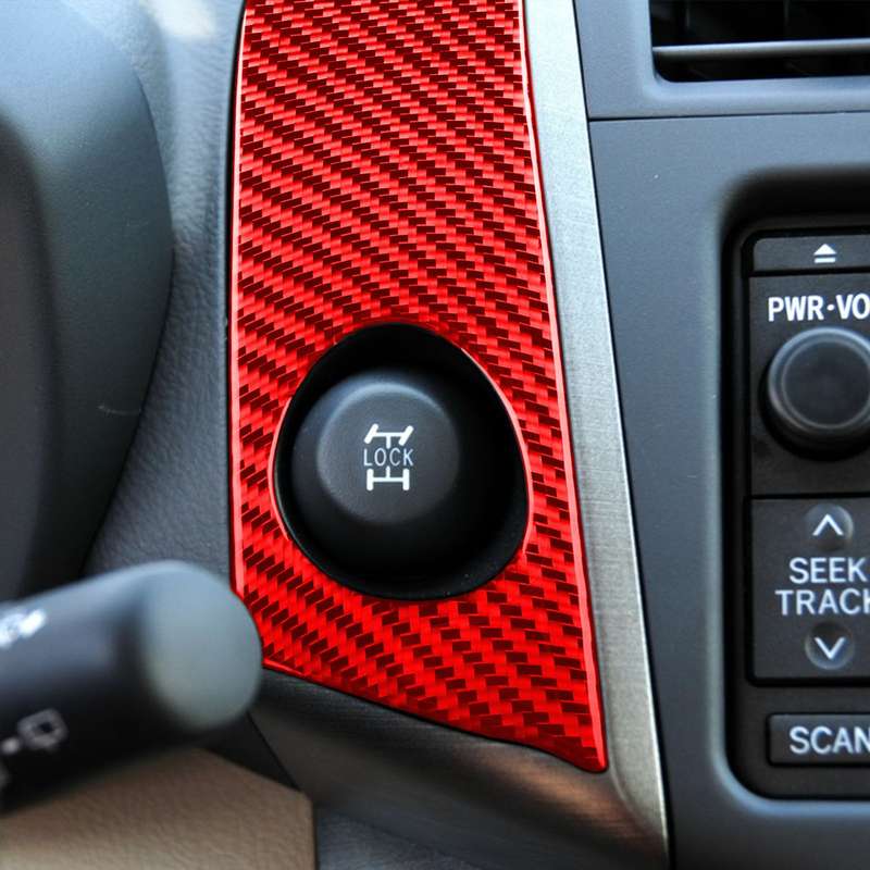 Car Carbon Fiber Warning Light Switch Panel Decorative Sticker for Toyota RAV4 2006-2013, Left and R