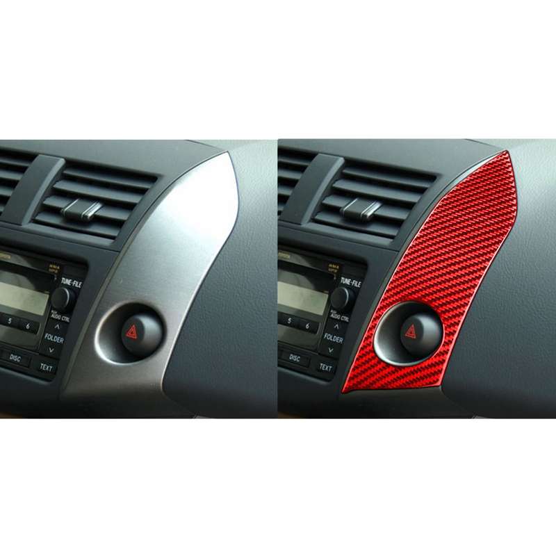 Car Carbon Fiber Warning Light Switch Panel Decorative Sticker for Toyota RAV4 2006-2013, Left and R