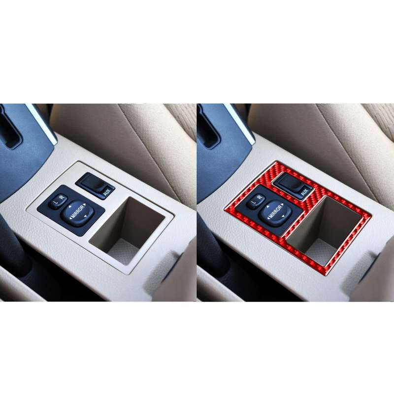 Car Carbon Fiber Rear Mirror Adjustment Switch Frame Decorative Sticker for Toyota RAV4 2006-2013, L