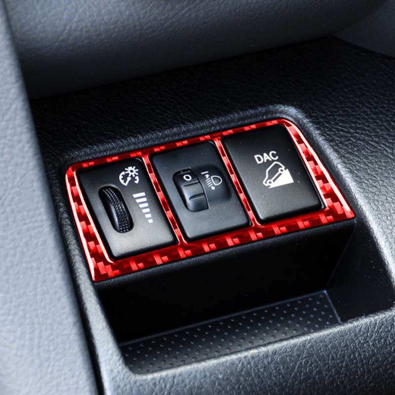 Car Carbon Fiber Headlight Switch Frame Decorative Sticker for Toyota RAV4 2006-2013, Left and Right