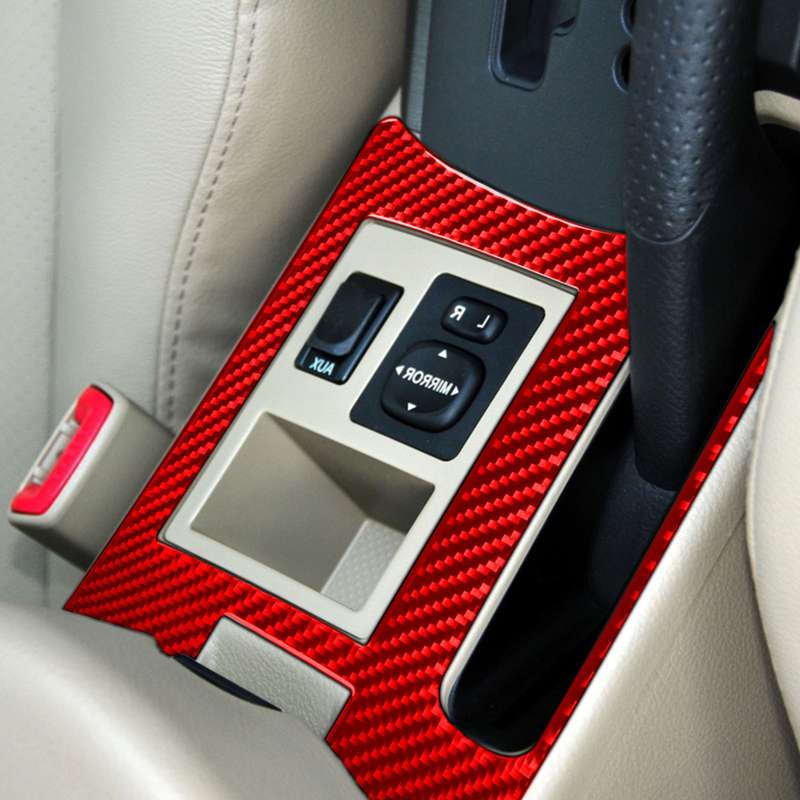 Car Carbon Fiber Handbrake Panel Decorative Sticker for Toyota RAV4 2006-2013, Right Drive (Red)