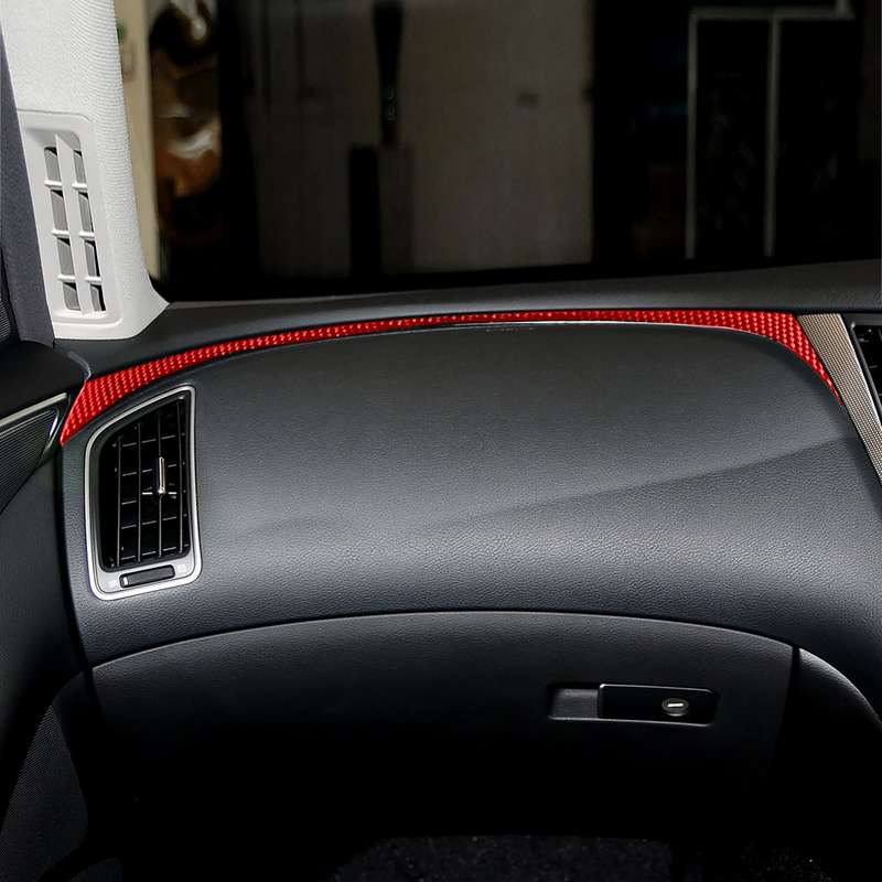 Car Carbon Fiber Dashboard Right Side Decorative Sticker for Infiniti Q50 2014-2020, Right Drive(Red