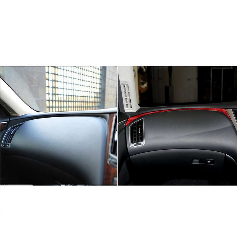 Car Carbon Fiber Dashboard Right Side Decorative Sticker for Infiniti Q50 2014-2020, Right Drive(Red