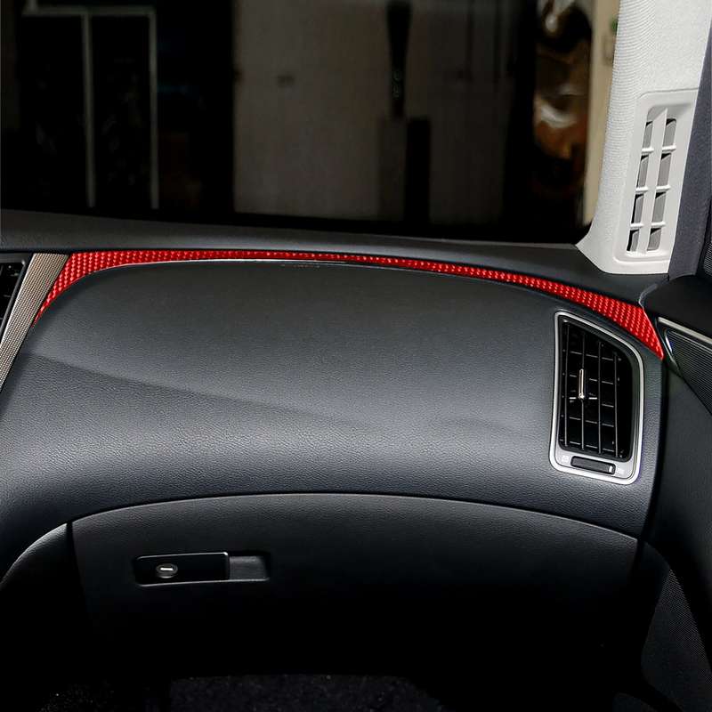 Car Carbon Fiber Dashboard Right Side Decorative Sticker for Infiniti Q50 2014-2020, Left Drive(Red)