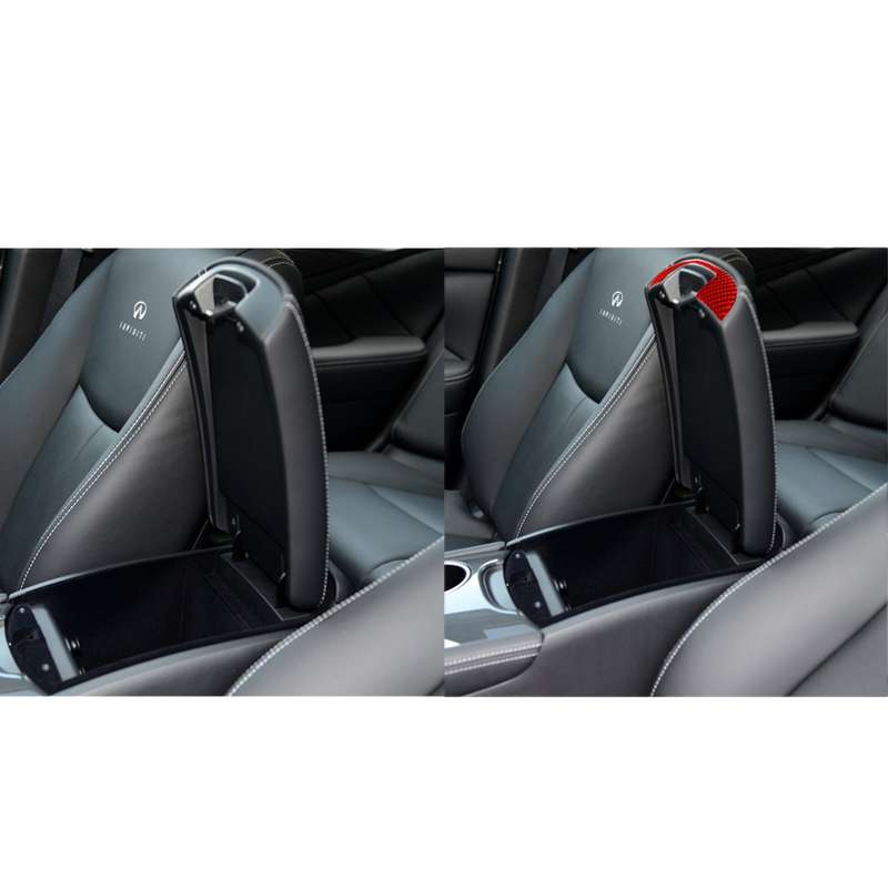 Car Carbon Fiber Armrest Box Decorative Sticker for Infiniti Q50 2014-2020, Left and Right Drive(Red