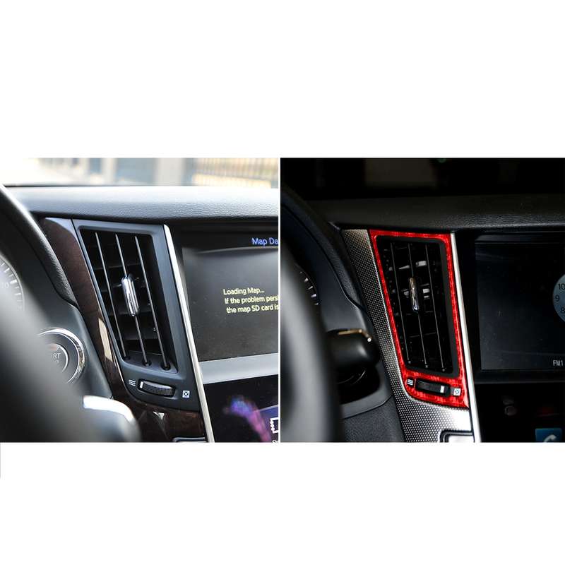 Car Carbon Fiber Central Air Outlet Decorative Sticker for Infiniti Q50 2014-2020, Left and Right Dr