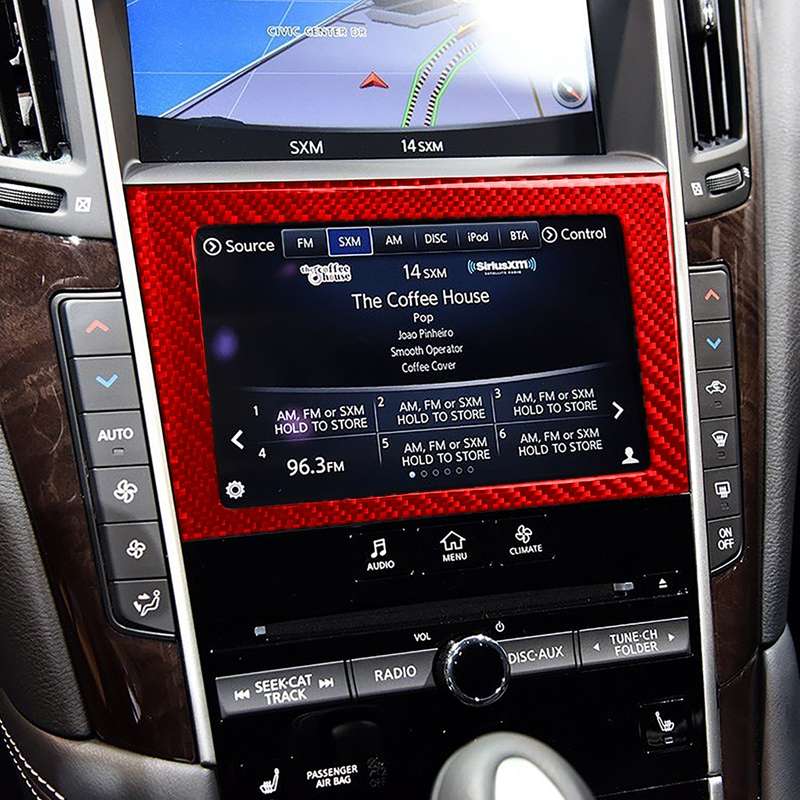 Car Carbon Fiber Navigation Frame Decorative Sticker for Infiniti Q50 2014-2020, Left and Right Driv