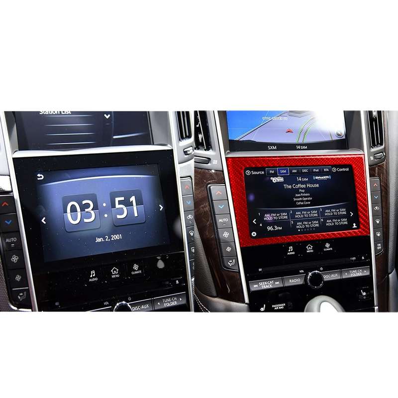 Car Carbon Fiber Navigation Frame Decorative Sticker for Infiniti Q50 2014-2020, Left and Right Driv