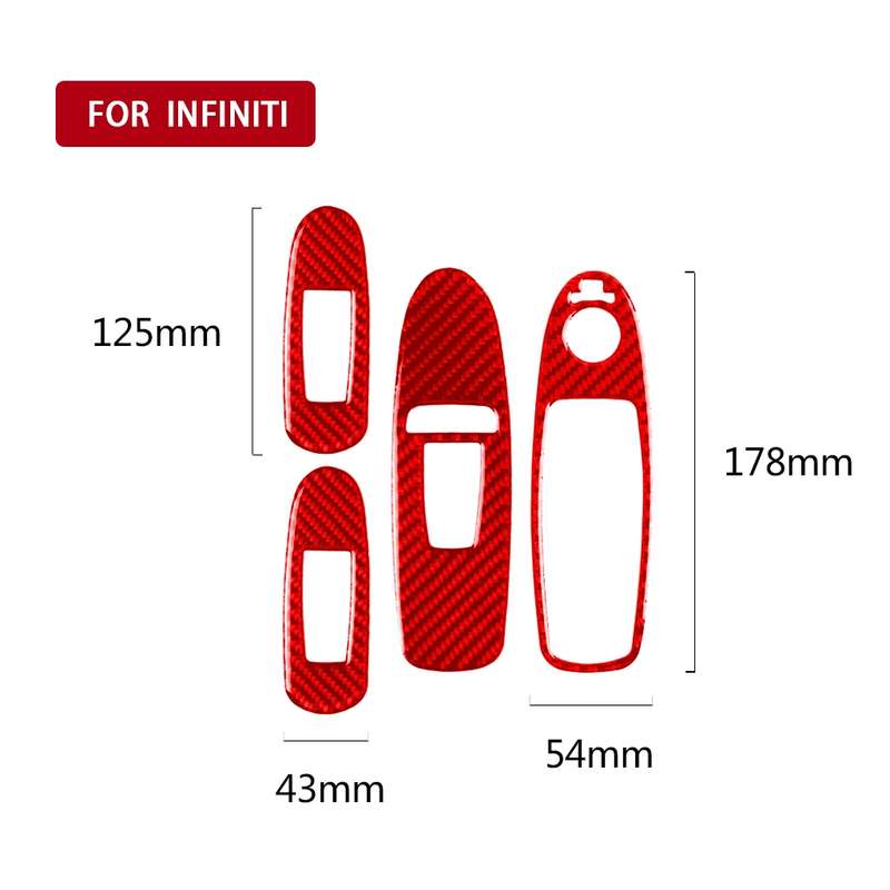 Car Carbon Fiber B Style Window Glass Lift Panel Decorative Sticker for Infiniti Q50 2014-2020, Righ