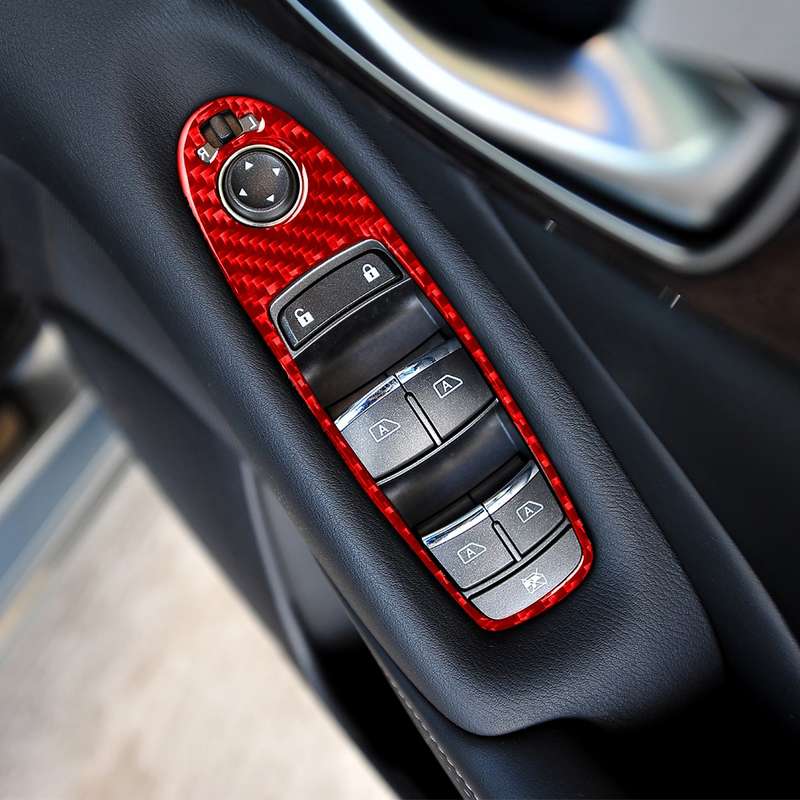 Car Carbon Fiber B Style Window Glass Lift Panel Decorative Sticker for Infiniti Q50 2014-2020, Righ