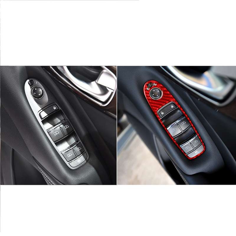 Car Carbon Fiber B Style Window Glass Lift Panel Decorative Sticker for Infiniti Q50 2014-2020, Righ