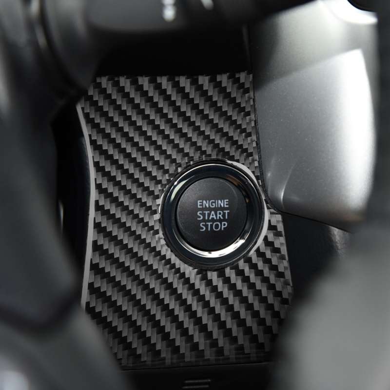 Car Carbon Fiber Ignition Switch Panel Decorative Sticker for Toyota Highlander 2014-2019, Left Driv