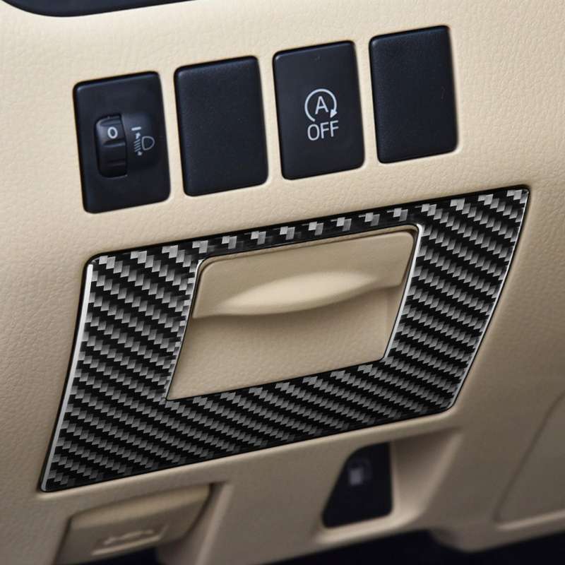 Car Carbon Fiber Driver Left Storage Cover Decorative Sticker for Toyota Highlander 2014-2019, Left