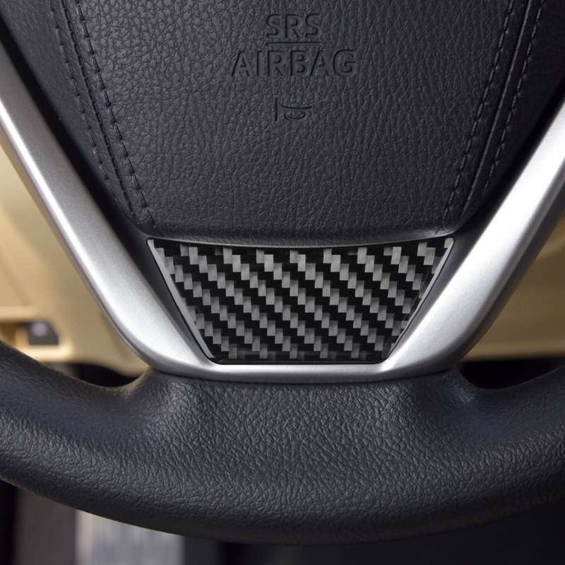 Car Carbon Fiber Steering Wheel Decorative Sticker for Toyota Highlander 2014-2019, Left Drive