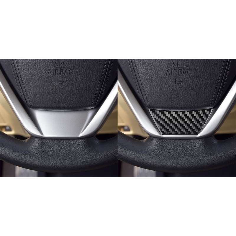 Car Carbon Fiber Steering Wheel Decorative Sticker for Toyota Highlander 2014-2019, Left Drive
